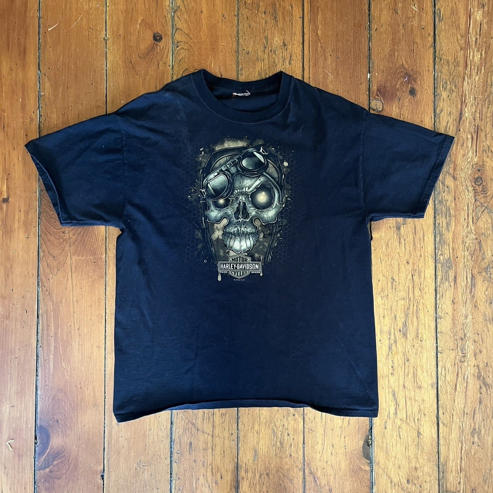 Harley Davidson Double Sided Shirt Mens Large Skull Daytona Beach Riding